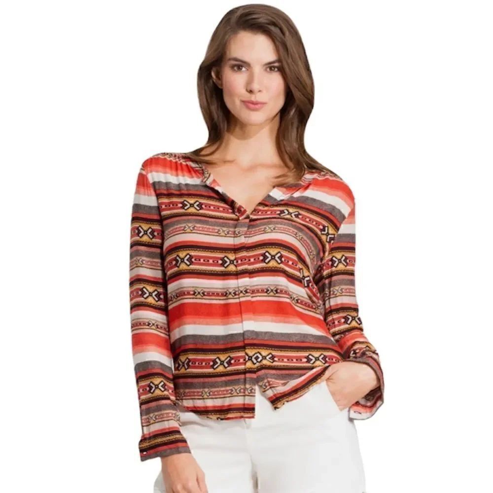 BB Dakota Tribal Print Long Sleeve Blouse